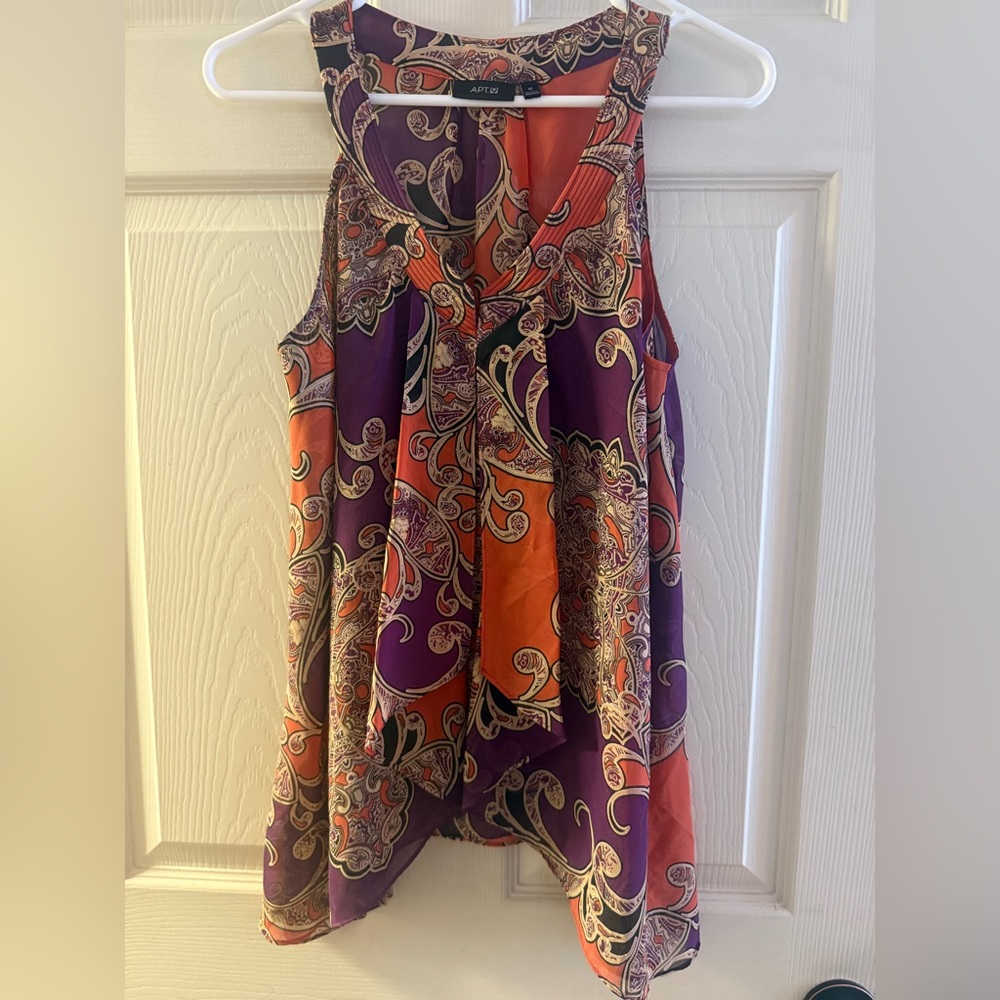 Apt. 9 Orange and Purple Paisley Top